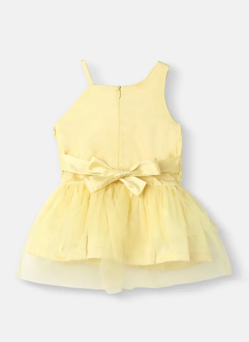 Nautinati Girls’ Mesh Party Frock |One Shoulder Dress | Flower On the Neck| Shoulder Straps| 3-24 Months