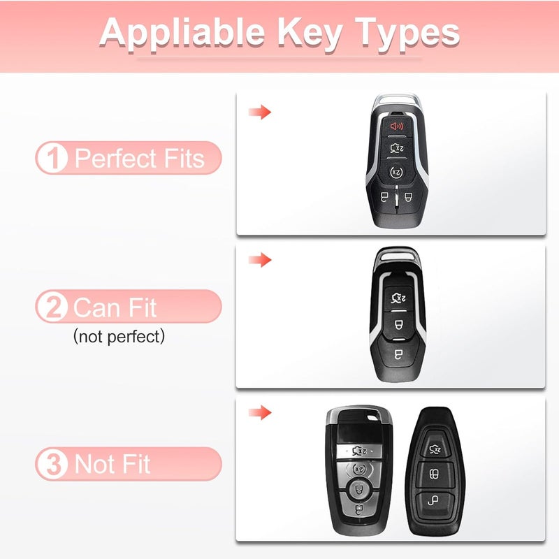 PANGPAI Pink Key Fob Cover for Ford, Soft TPU Key Case Protection with Bling Keychain Fit for F150 Explorer Mustang Edge Lincoln MKZ MKX MKC - Image 2