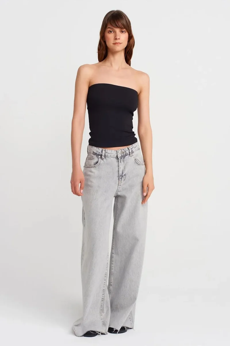 Dilvin Black DILVIN Strapless Slim-fit Jersey Blouse for Women | Best Price UAE