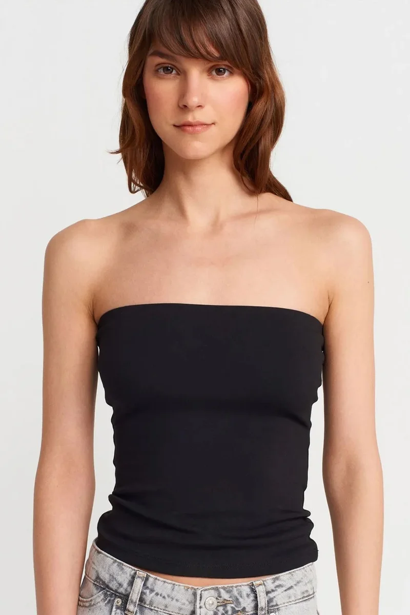 Dilvin Black DILVIN Strapless Slim-fit Jersey Blouse for Women | Best Price UAE