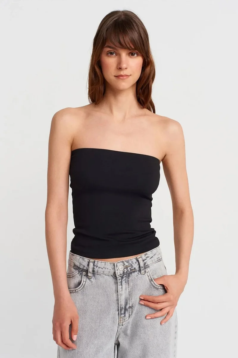 DILVIN Strapless Slim-fit Jersey Blouse