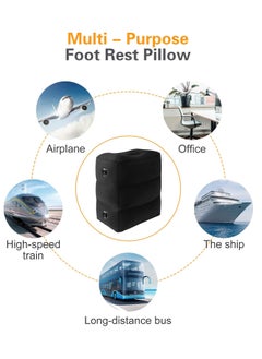 Bukela Inflatable Foot Rest Pillow , Adults Airplane Travel Pillow-Adjustable Height Cushions,for Kids to Sleep While Traveling,Suitable for Office, Home and Any Travel（Black）  - Image 4