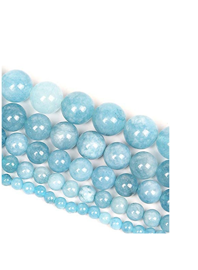 SYOSI Blue Chalcedony Jades Natural Stone Beads Round Smooth Genuine for Jewelry Making, Necklace Bracelet, Gift, Women, Energy Stone Healing Power, Excellent Polishing, Enjoy Diy Fun - Image 2