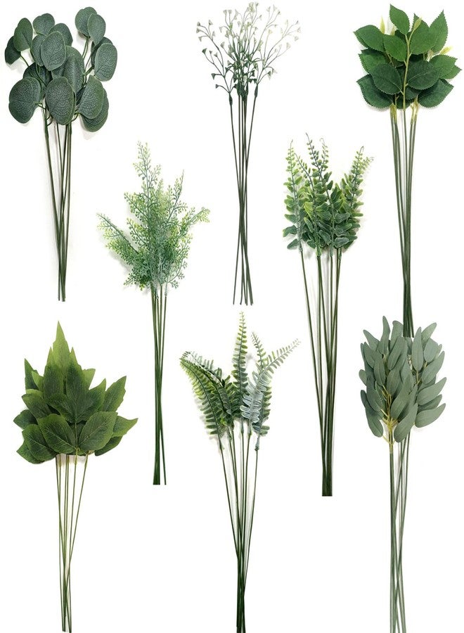 OrgMemory Greenery for Centerpieces, 48pcs with 8 Kinds of Fake Greenery Faux Greenery Stems, for Wedding Vase Bouquet Table Centerpieces and Spring Floral Arrangement Decor - Image 1