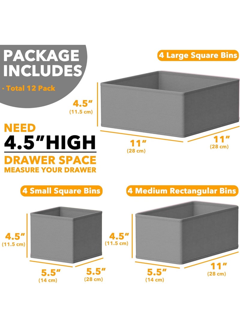 كيلا منظم أدراج الملابس، عبوة من 12 صندوقًا لتنظيم أدراج الملابس لغرفة الأطفال، وتنظيم الخزانة، ومقسمات تخزين للملابس، وملابس الأطفال، والملابس - Image 4
