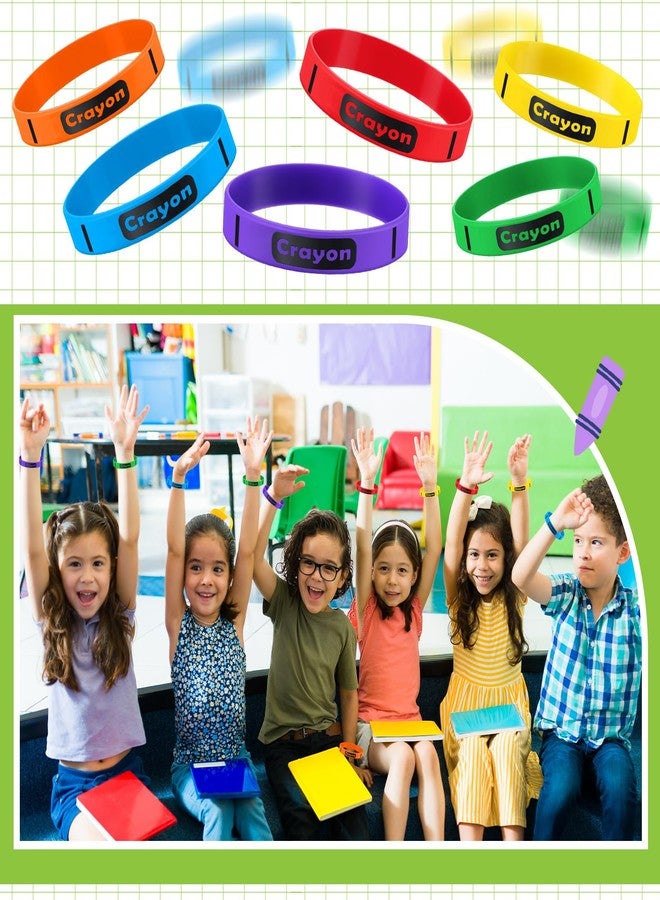 Simgoing 120 Pcs Crayon Rubber Bracelets Crayon Themed Silicone Wristbands Back to School Party Favors Classroom Decor Supplies Exchange Gifts - Image 5