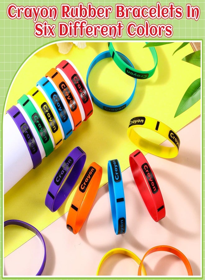 Simgoing 120 Pcs Crayon Rubber Bracelets Crayon Themed Silicone Wristbands Back to School Party Favors Classroom Decor Supplies Exchange Gifts - Image 3