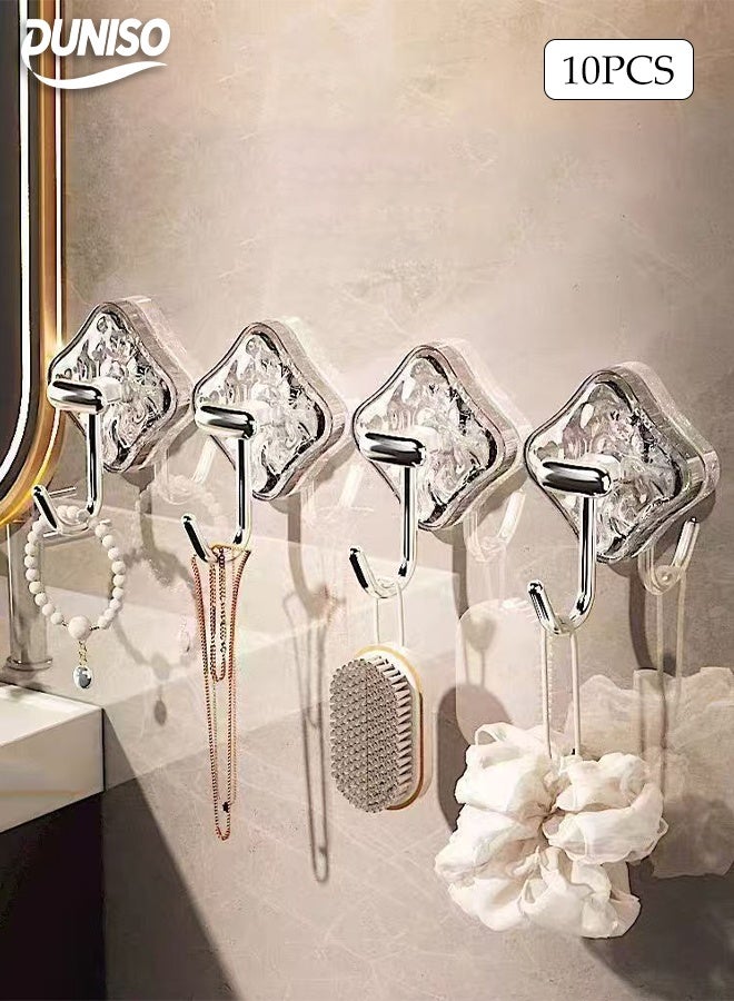 DUNISO 10 Pcs Adhesive Hooks，Heavy Duty Nail Free Sticky Hooks，Multifunctional Wall Hooks，Strong Load Bearing Capacity，Waterproof And Moisture Proof，Suitable For Bathrooms, Kitchens, Bedrooms, Doors - Image 1