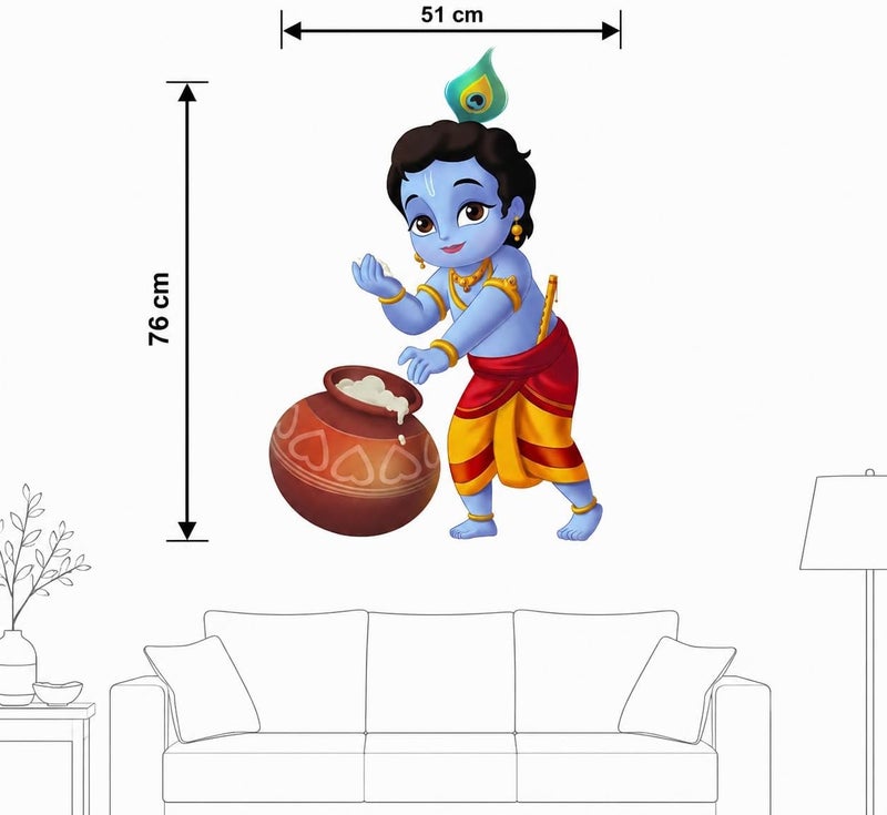 ARS Bal Krishna Decorative Wall Sticker Decal For Living and Kids Room Decor(PVC Vinyl, 50 Cm X 71 Cm Color- Multicolor) - Image 4
