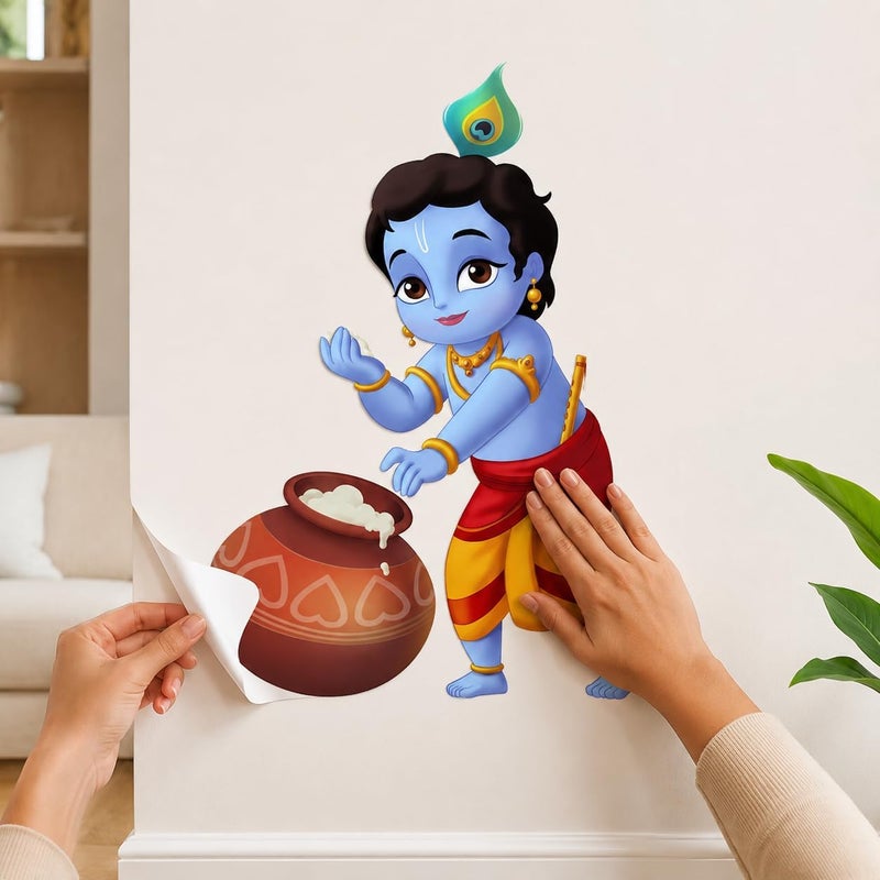ARS Bal Krishna Decorative Wall Sticker Decal For Living and Kids Room Decor(PVC Vinyl, 50 Cm X 71 Cm Color- Multicolor) - Image 3