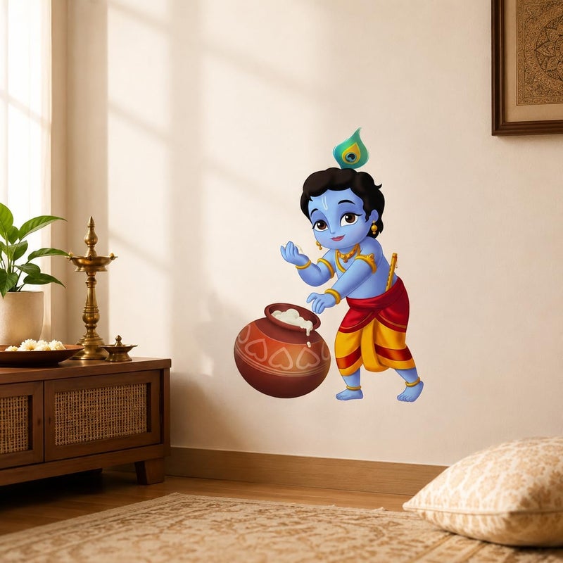 ARS Bal Krishna Decorative Wall Sticker Decal For Living and Kids Room Decor(PVC Vinyl, 50 Cm X 71 Cm Color- Multicolor) - Image 2