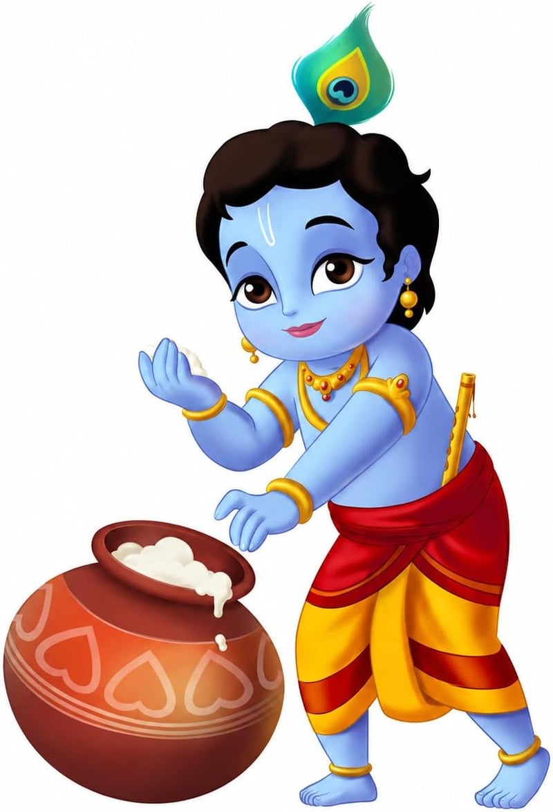 ARS Bal Krishna Decorative Wall Sticker Decal For Living and Kids Room Decor(PVC Vinyl, 50 Cm X 71 Cm Color- Multicolor) - Image 1