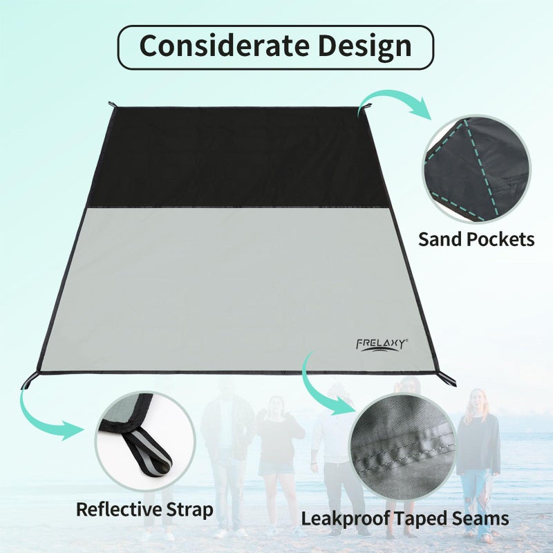 Frelaxy Pocket Picnic Blanket, Waterproof Sandproof Beach Mat, Compact Camping Tarp for Festivals, Hiking, Travel, Outdoor Recreation (Grey, 28'' x 47'') - Image 3