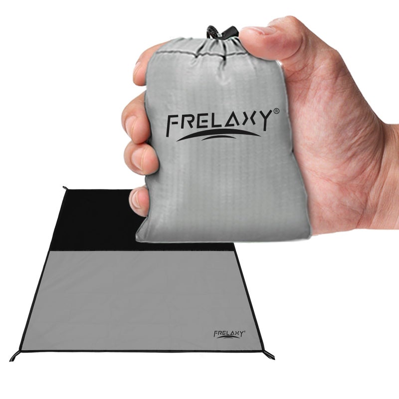 Frelaxy Pocket Picnic Blanket, Waterproof Sandproof Beach Mat, Compact Camping Tarp for Festivals, Hiking, Travel, Outdoor Recreation (Grey, 28'' x 47'') - Image 1