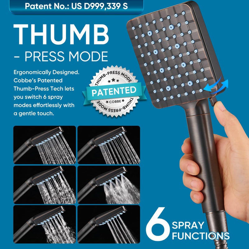 Cobbe Filtered Shower Head with Handheld, High Pressure 6 Spray Mode Showerhead with Filters, Water Softener Filters for Hard Water - Remove Chlorine - Reduces Dry Itchy Skin, Oil Rubbed Bronze - Image 4
