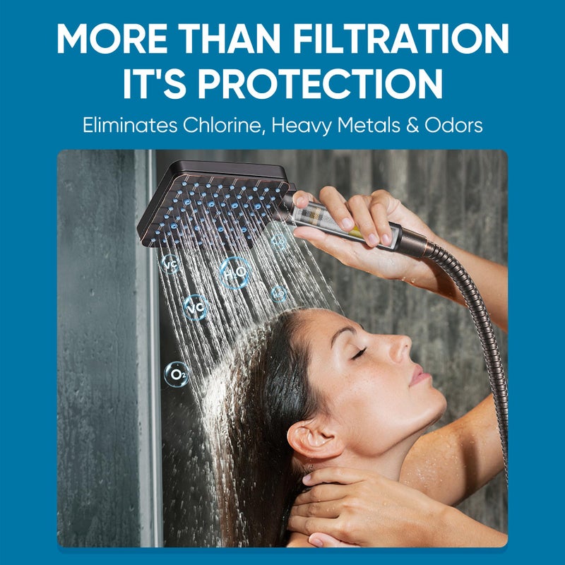 Cobbe Filtered Shower Head with Handheld, High Pressure 6 Spray Mode Showerhead with Filters, Water Softener Filters for Hard Water - Remove Chlorine - Reduces Dry Itchy Skin, Oil Rubbed Bronze - Image 2