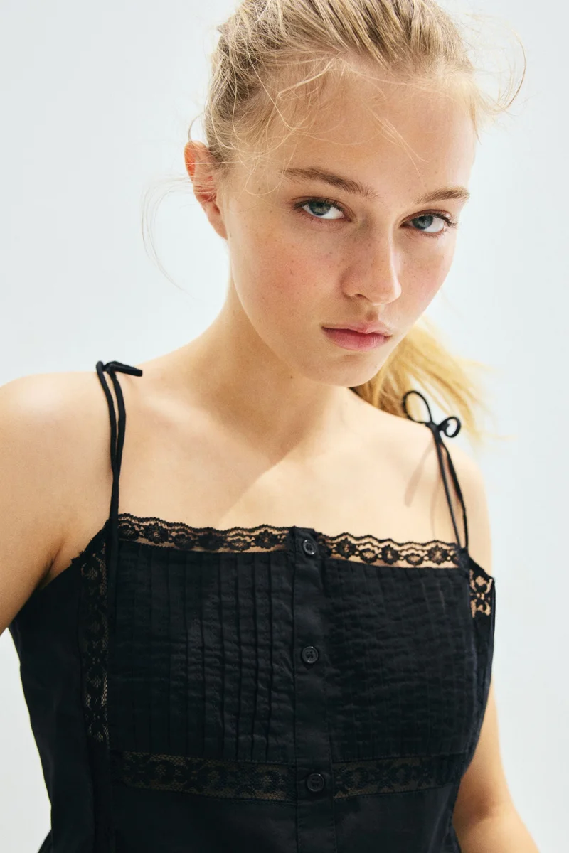 H&M Flounce-trimmed strappy top