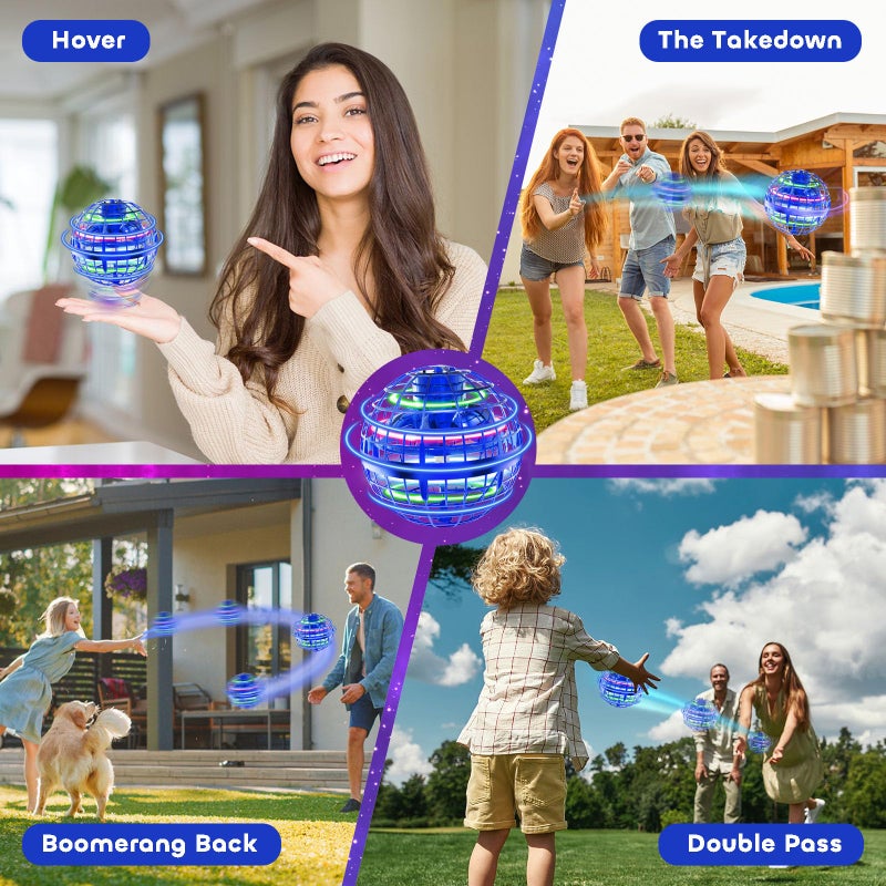 Tikduck Flying Orb Ball 2026 Toys Soaring Hover Pro Boomerang Galactic Fidget Cool Magic Hand Controlled Mini Drone Cosmic Globe Spinner Safe for 6 7 8 9 10 Year Old Kids Outdoor Toys Blue - Image 3