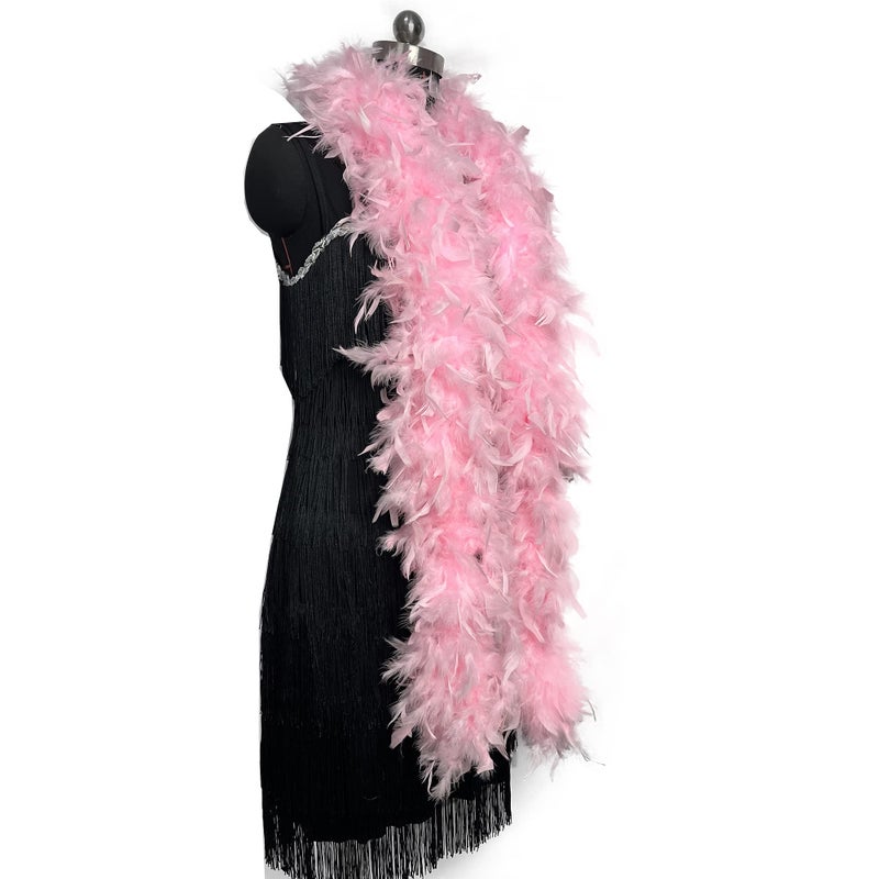 HAPPY FEATHER 2 Yards 120g Turkey Chandelle Feather Boa for DIY Craft,Party Dancing Dress Up, Halloween Decoration-Light Pink - Image 3