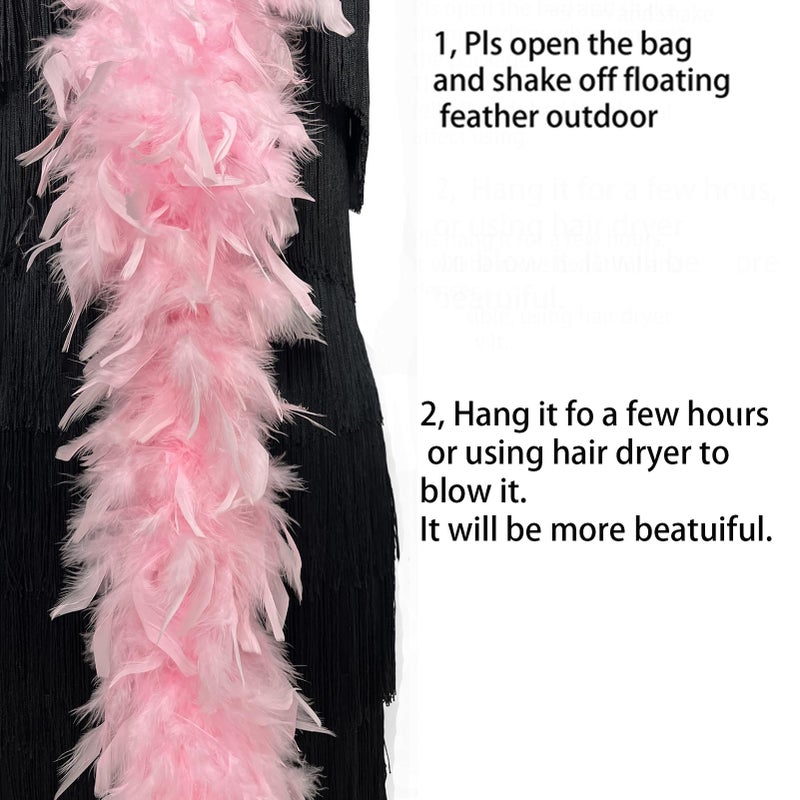 HAPPY FEATHER 2 Yards 120g Turkey Chandelle Feather Boa for DIY Craft,Party Dancing Dress Up, Halloween Decoration-Light Pink - Image 2