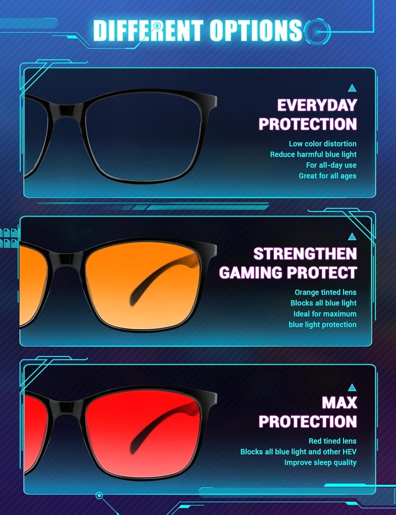 Sleep Glasses for Blue Green Light Blocking for Women Men - 2 Pack Amber Orange Lens for Computer Gaming - Dual AR Coating Lens - Screen Fatigue & UV Protection - Ideal Christmas Gift for Gamers - Image 5