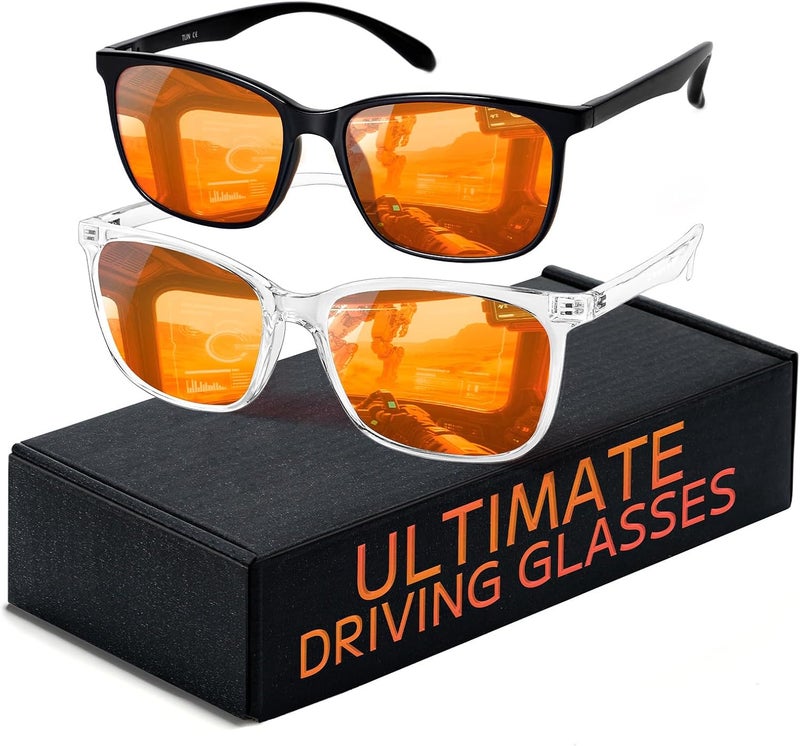 Sleep Glasses for Blue Green Light Blocking for Women Men - 2 Pack Amber Orange Lens for Computer Gaming - Dual AR Coating Lens - Screen Fatigue & UV Protection - Ideal Christmas Gift for Gamers - Image 1