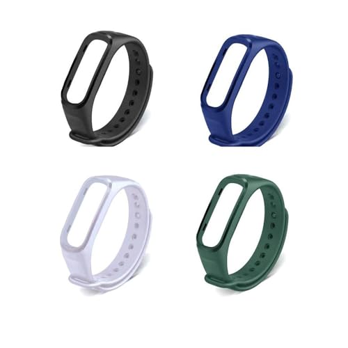 INEFABLE Band Strap Compatible with Oppo & Oneplus Soft Silicone Adjustable Band Strap - Black,Blue,White,Green - Pack of 4 - Image 1