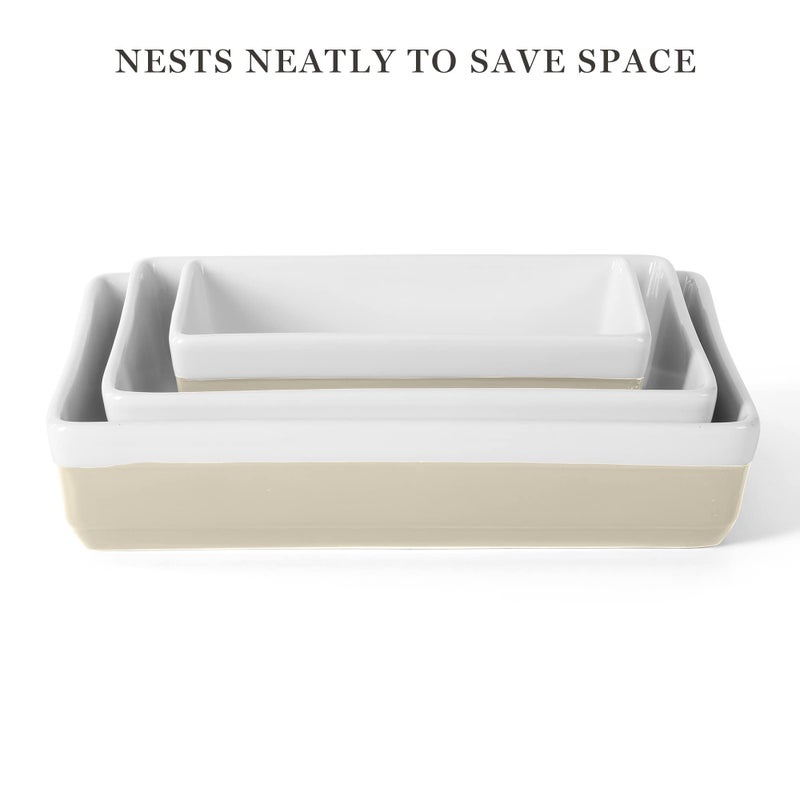 MARTHA STEWART 3-Piece Oven to Table Stoneware Bakeware Set â€“ Baking Dish & Casserole Set â€“ Grey â€“ Durable Oven-Safe Bakeware for Baking and Serving - Image 5