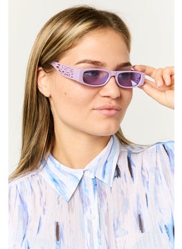 Bershka Women 3698023612 Rectangular Sunglasses, Purple  - Image 2