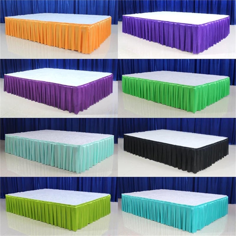 Table Skirt Fabric Table Skirts Party Pleated Wedding Tablecloth Cover Skirting Birthday(Color 6,H30xL300CM) - Image 2