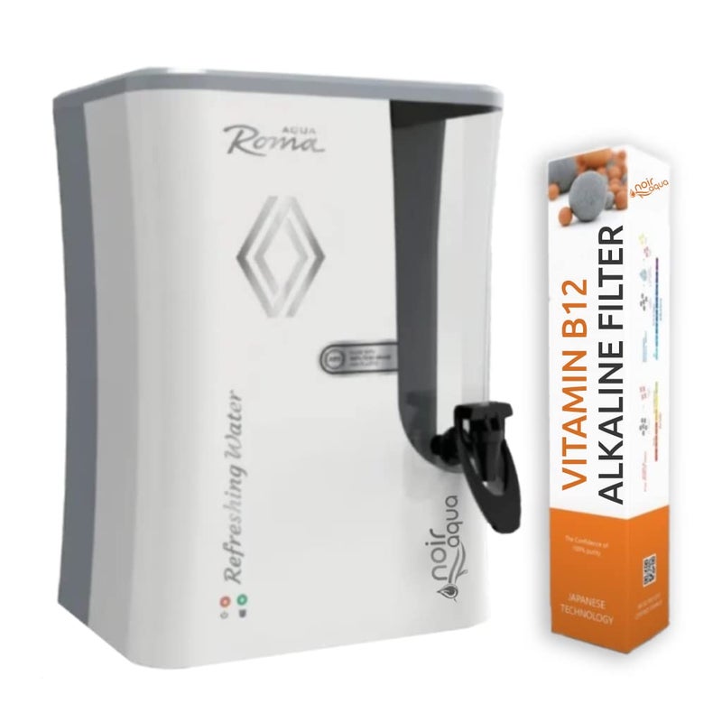 Noir Aqua Noir Aqua Roma Premium RO Water Purifier For Home with B12 Alkaline RO UV UF TDS Control Pre Filter Accessories RO Water Filter System for home 10 Ltrs 8 Stage White - Image 1