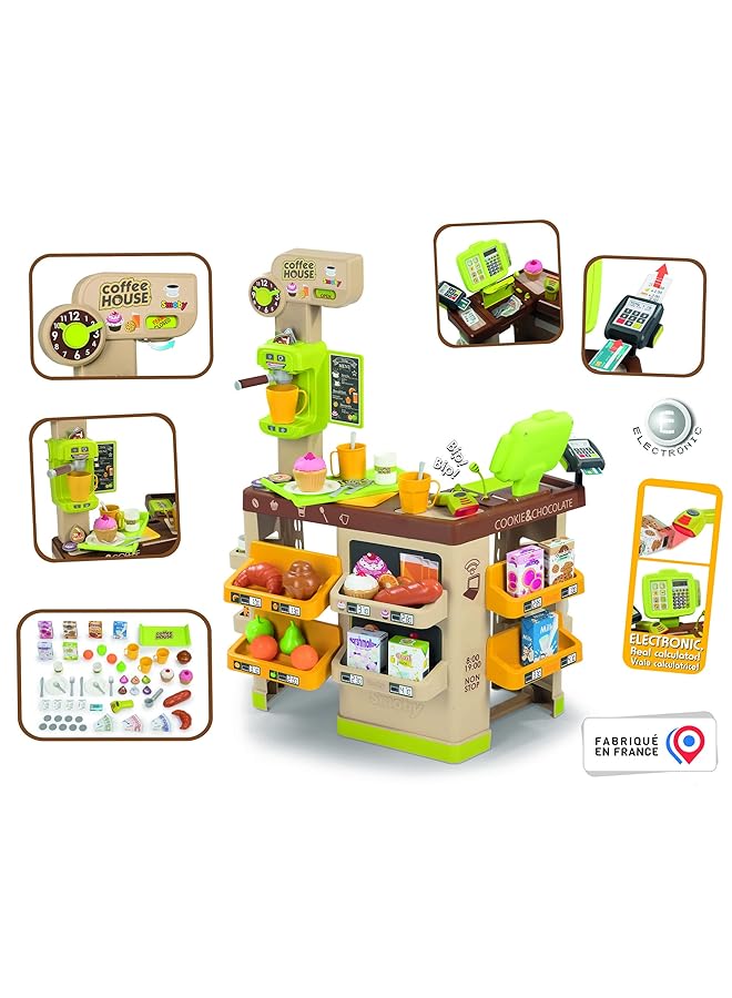 سموبي لعبة لعب الأدوار في مقهى 7600350232، 3 سنوات، 57 ملحقًا، ماكينة قهوة، ماكينة تسجيل المدفوعات النقدية، ارتفاع 89 سم - Image 3