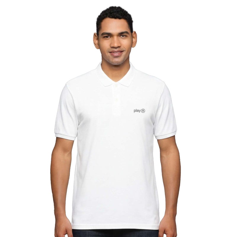 playR Men's Adult Lifestyle Solid Base Polo T-Shirt - DRIVENT Lightweight, Breathable Polo Neck Tee for Training, Sports, Office, Travel, Gym Comfortable All Season White - Image 5