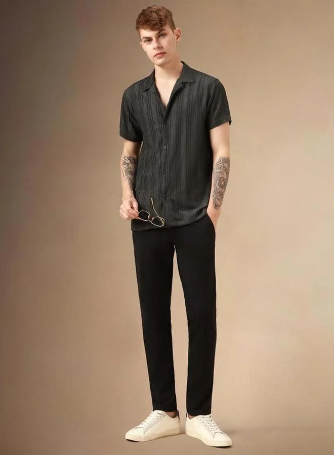 دينيس لينغو قميص دينيس لينجو بأزرار وأكمام قصيرة سادة