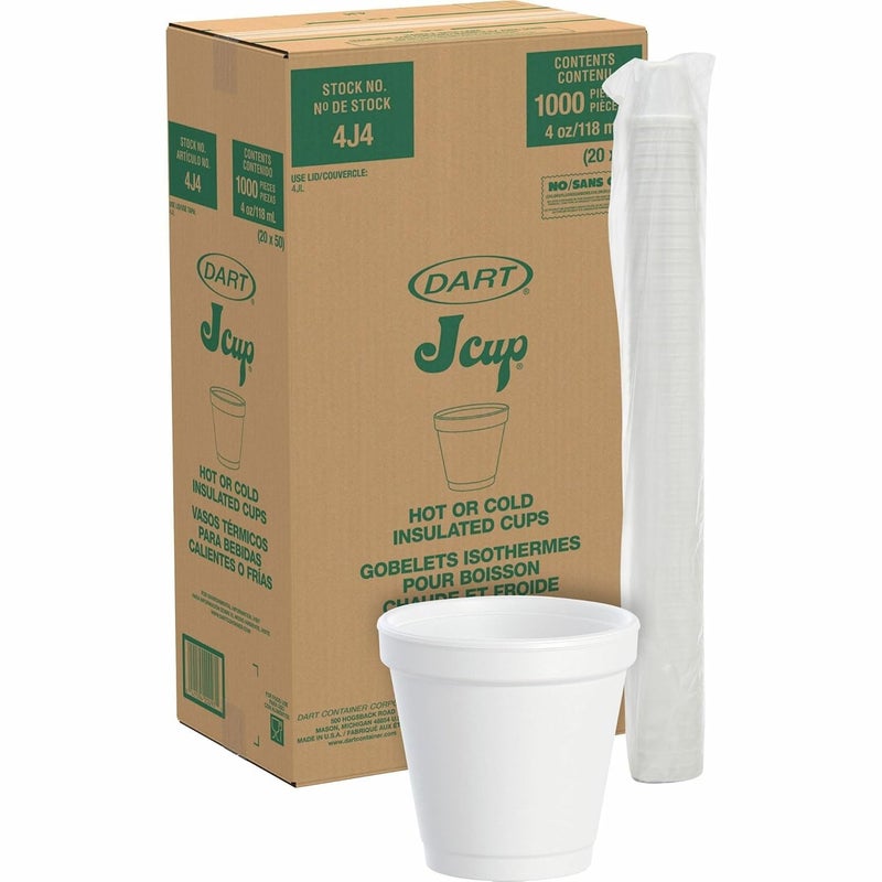 DART 4J4 4 oz Foam Cup, 4 Series Lids (Case of 1000),White - Image 2