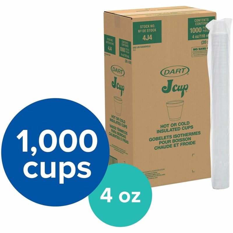 DART 4J4 4 oz Foam Cup, 4 Series Lids (Case of 1000),White - Image 4