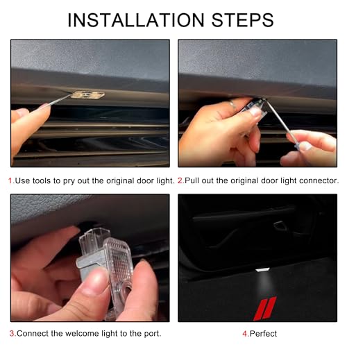 YOSRTER 2PCS Door Lights Logo for Dodge Challenger Accessories LED Ghost Shadow Welcome Puddle Projection Lamps for Dodge Challenger Interior Accessories(Red Double Stripe) - Image 5