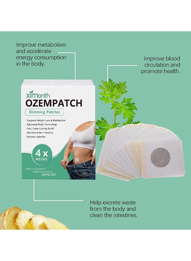 ximonth 30Pcs Ozempatch Slimming Patches, Weight Loss Patches, Slimming Patch Belly Patch, Help Detoxify Toneand Tighten Skin,Toning Contouring Firming, Thin Pa-tch Navel Stick Burning Fat Weight Loss For Body Beauty, Sweatproof Belly Pa-Tches - Image 5