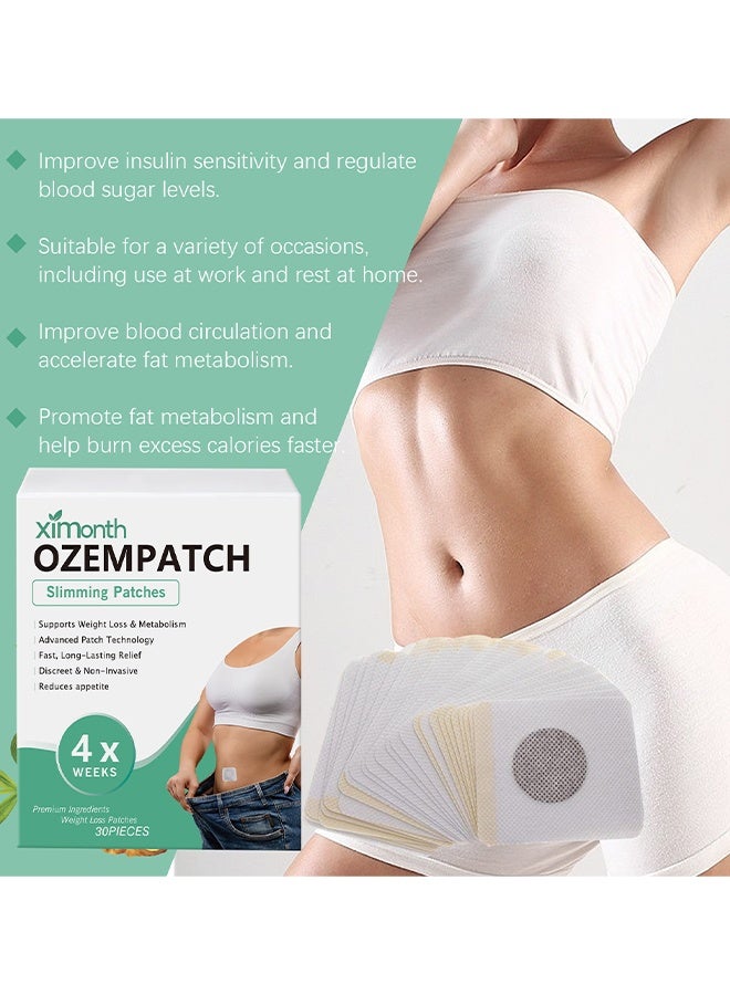 ximonth 30Pcs Ozempatch Slimming Patches, Weight Loss Patches, Slimming Patch Belly Patch, Help Detoxify Toneand Tighten Skin,Toning Contouring Firming, Thin Pa-tch Navel Stick Burning Fat Weight Loss For Body Beauty, Sweatproof Belly Pa-Tches - Image 2