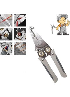 VPGS VPGS 6in1 Wire Strippers for Cable Wire Stripping Cutting Crimping Splitting Winding Clamping Cable Peeling Tool Antislip handle Stainless Steel Electrical Stripping Tool  - Image 1