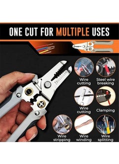 VPGS VPGS 6in1 Wire Strippers for Cable Wire Stripping Cutting Crimping Splitting Winding Clamping Cable Peeling Tool Antislip handle Stainless Steel Electrical Stripping Tool  - Image 5
