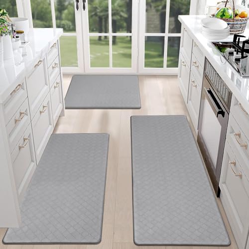 HEBE Anti Fatigue Kitchen Mats for Floor 3 Piece Set Non Slip Waterproof Comfort Standing Mat Runner for Home Office Sink Laundry