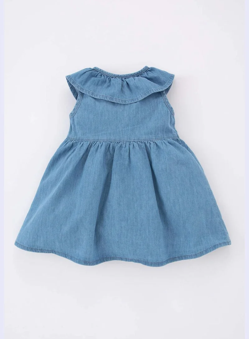 DeFacto BabyGirl Frill Neck Sleeveless Denim Dress