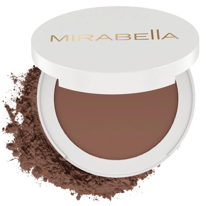 MIRABELLA - Invincible for All Pure Press Foundation, HD-Finish Pressed Powder, Buildable Mineral Pressed Powder Compact with Jojoba & Triglyceride, Age-Defying Makeup for All Skin Types, Deep D14 - Image 1
