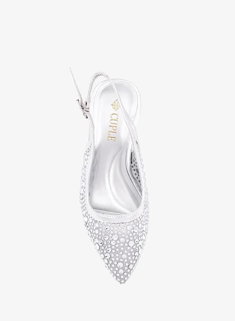 Cuple Silver Girls Block Heel Mule Heels for Women | Best Price UAE