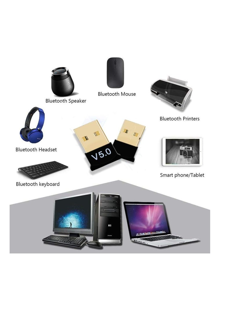 Generic Bluetooth 5.0 USB Dongle Adapter, USB Mini Bluetooth V5.0 USB Adapter Supports Windows 7/8.1/10/XP, for Desktop, Laptop, Mouse, Keyboard, Printers, Headsets, Speakers  - Image 2