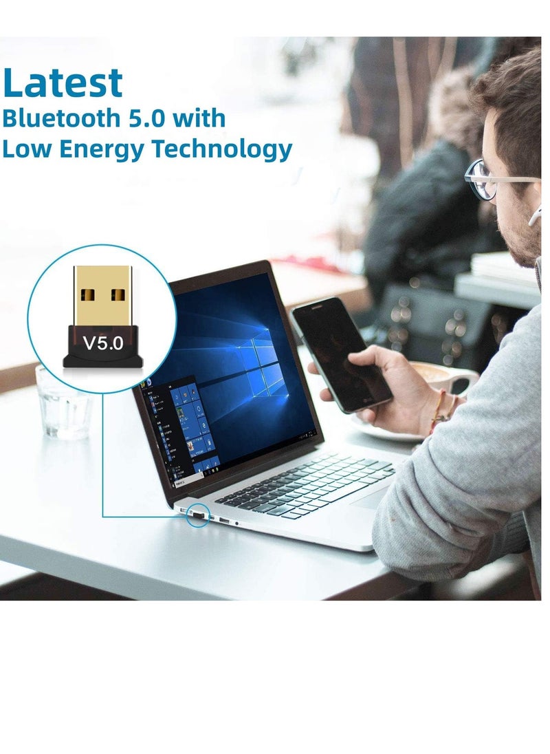 Generic Bluetooth 5.0 USB Dongle Adapter, USB Mini Bluetooth V5.0 USB Adapter Supports Windows 7/8.1/10/XP, for Desktop, Laptop, Mouse, Keyboard, Printers, Headsets, Speakers  - Image 5