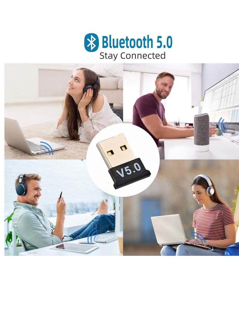 محول بلوتوث 5.0 USB دونجل، محول USB صغير بلوتوث V5.0 USB يدعم نظام التشغيل Windows 7/8.1/10/XP، لسطح المكتب والكمبيوتر المحمول والماوس ولوحة المفاتيح والطابعات وسماعات الرأس ومكبرات الصوت