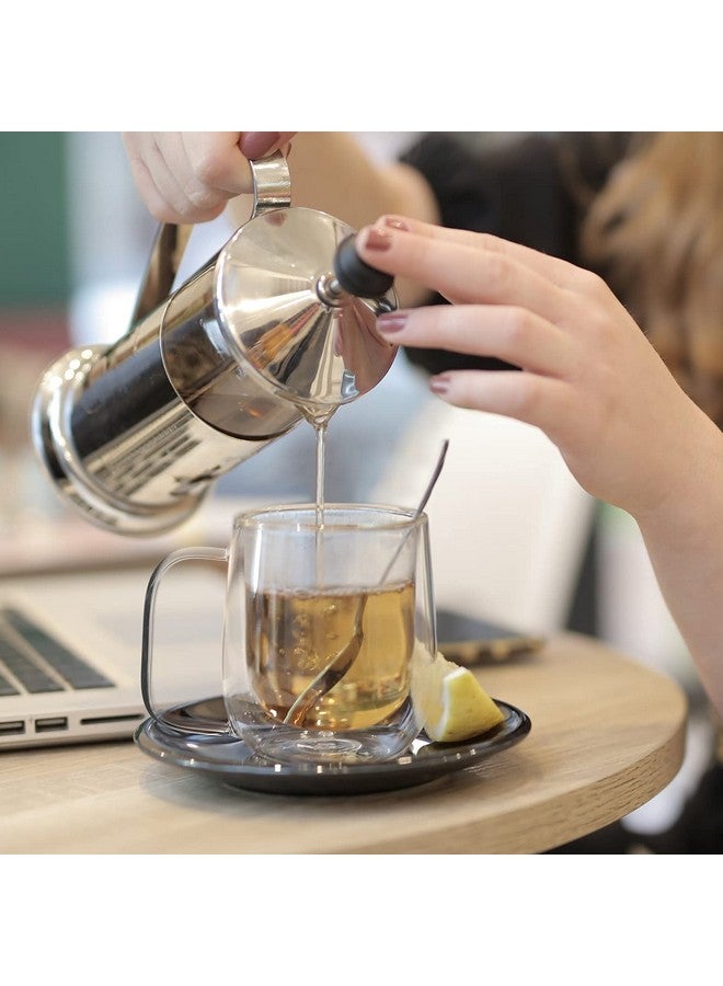 Baskety Double Wall Insulated Glass Coffee Mugs With Large Handle, 250ml Clear Cup for Tea and Drinking (Pack of 2) - Image 3