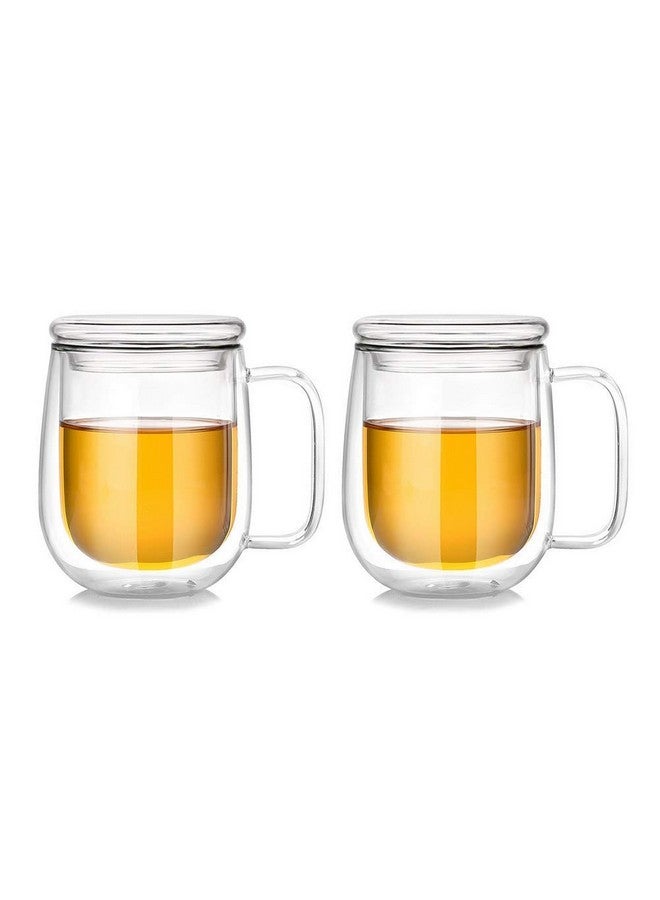 Baskety Double Wall Insulated Glass Coffee Mugs With Large Handle, 250ml Clear Cup for Tea and Drinking (Pack of 2) - Image 1
